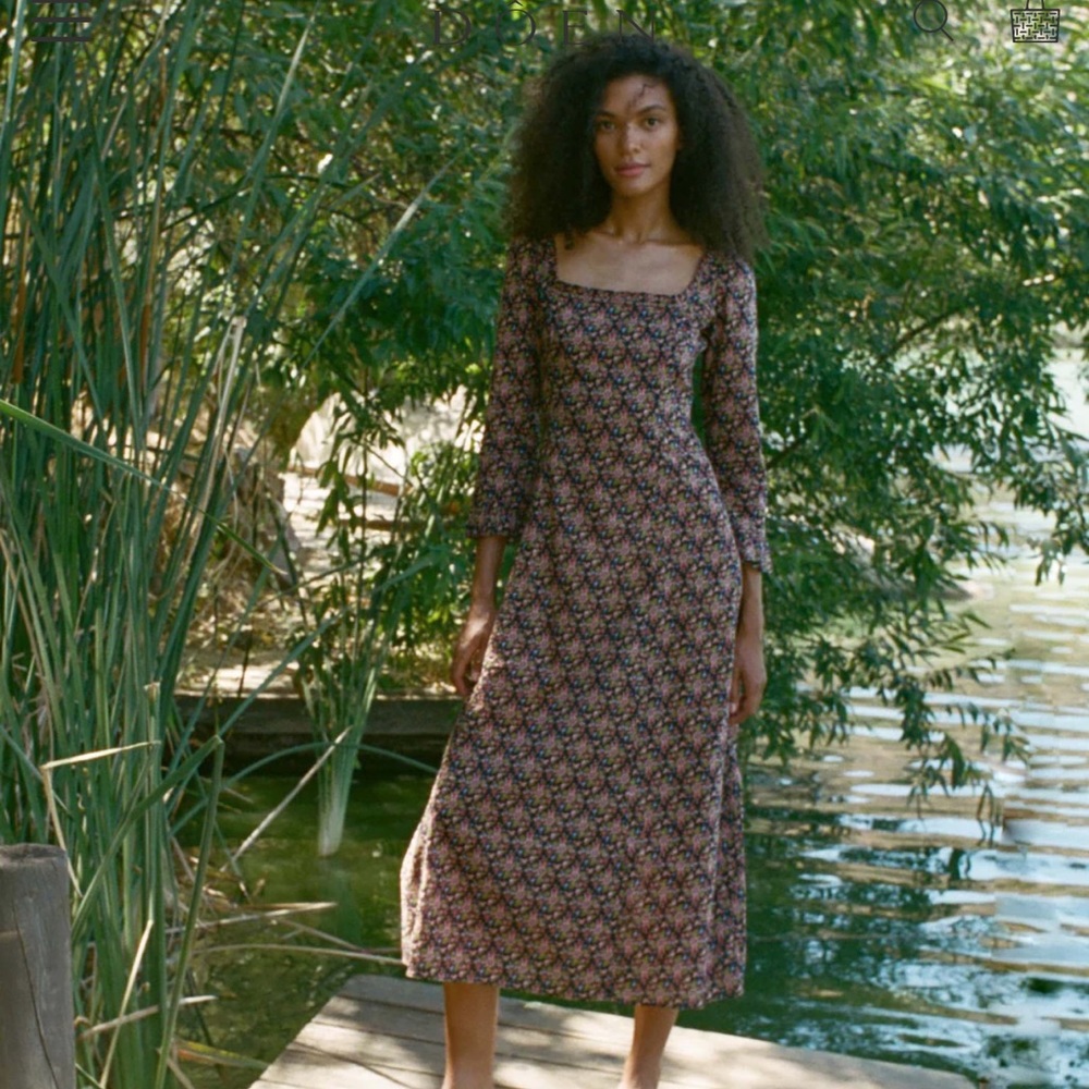 Doen Floral Maxi Dress in Brown and Black